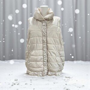 Coldwater Creek Beige Puffer Vest Quilted Winter Warm Minimalist Neutral 1X